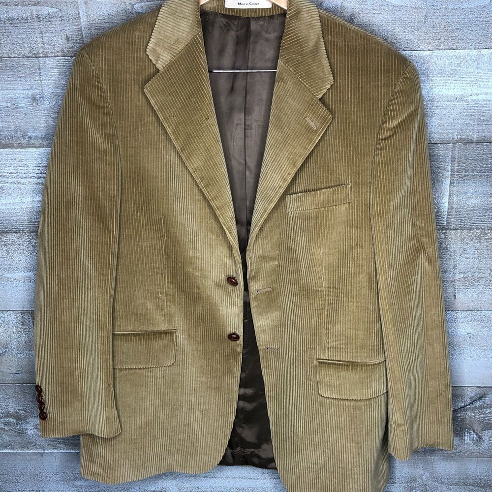 Ralph Lauren Chaps 40S vintage beige camel corduroy button up  blazer jacket